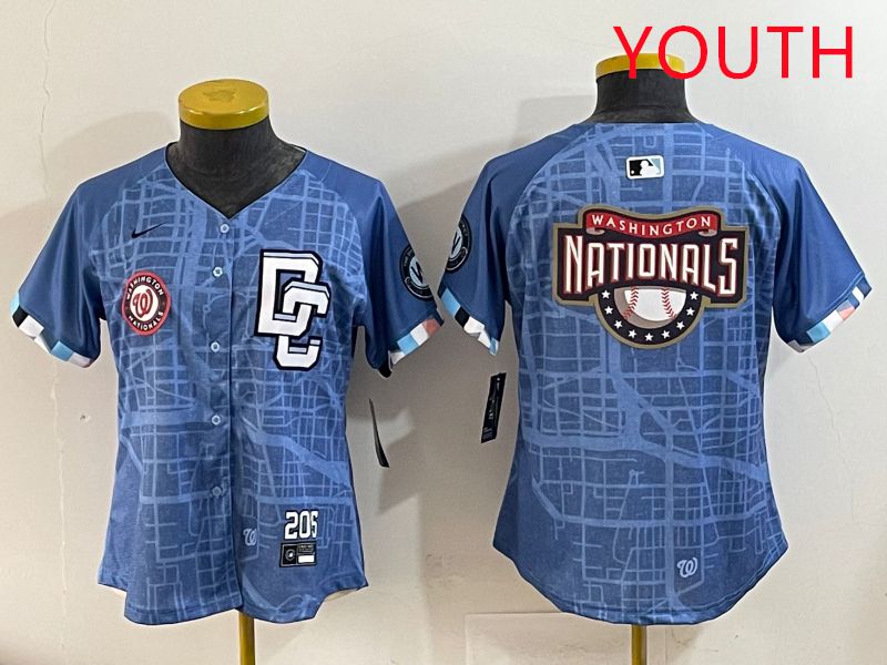 Youth Washington Nationals Blank Blue Joint Name 2025 Nike MLB Jersey style 8